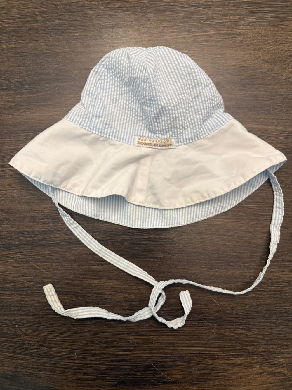 The Beaufort Bonnet Company Light Blue and White Seersucker Sun Hat for Kids
